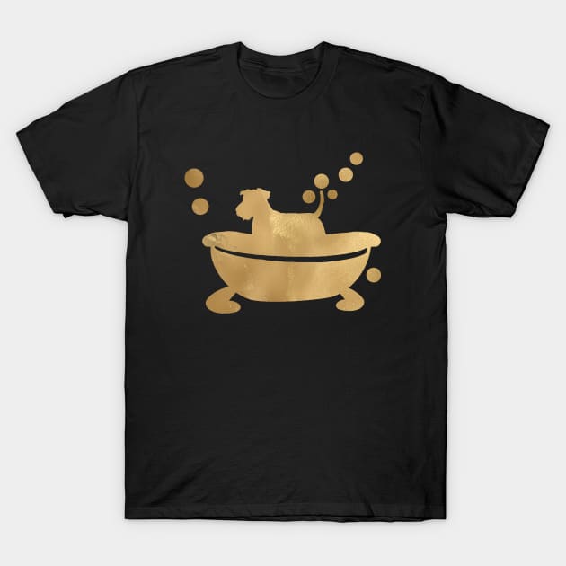 Airedale Terrier Taking A Bath T-Shirt by BittenByErmines